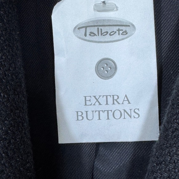 Vintage Talbots Black Linen Blend Blazer Sz 12 Single Breasted Y2K Career Jacket - Picture 4 of 16